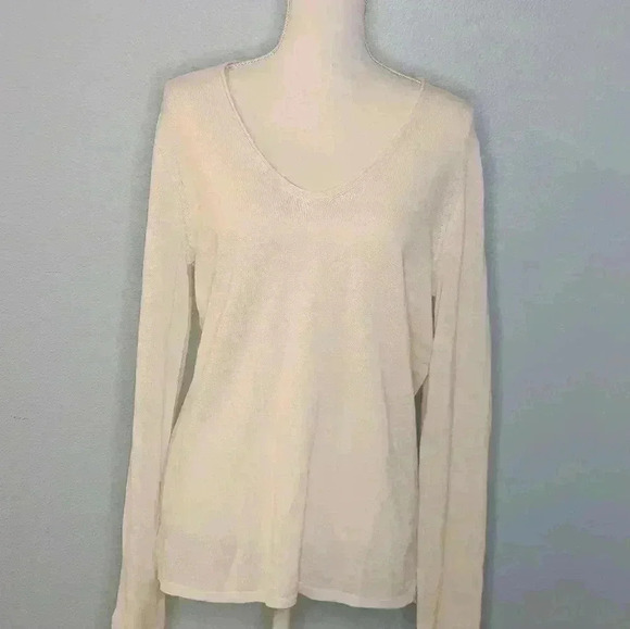 Old Navy San Francisco long sleeve ivory cotton polyester slit side sweater NWT - Picture 5 of 6